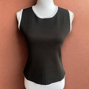 Vintage 90's Black Office Siren Tank Top with White Lining/Hem